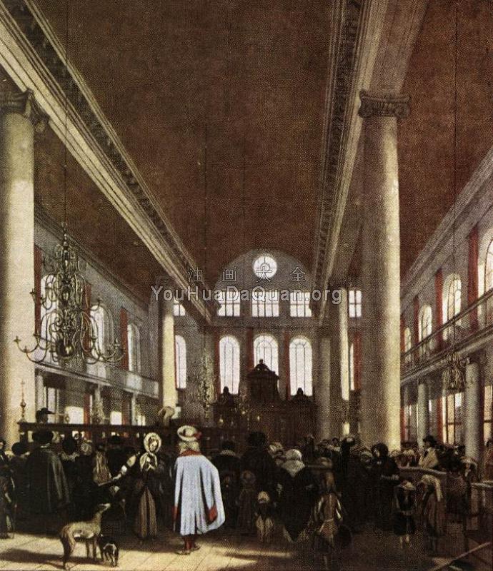 Interior of the Portuguese Synagogue in Amsterdam - 伊曼纽尔·德·韦特